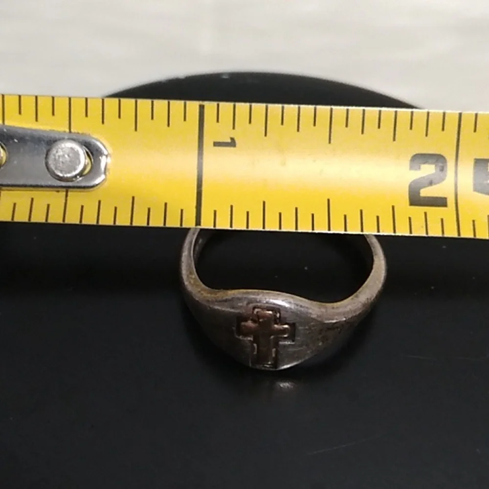 SALE! Antique 14K Gold Cross 925 Band Ring Flaw Can Be Easy Fix Stamped 14kt/925 - Picture 12 of 12